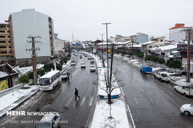 Winter snow whitens Rasht
