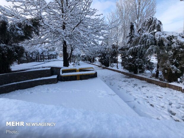 بارش برف در دلفان/ راه ۲۵۰ روستا مسدود شد