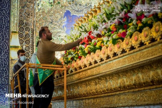 Imam Ali's Shrine decorated with flowers