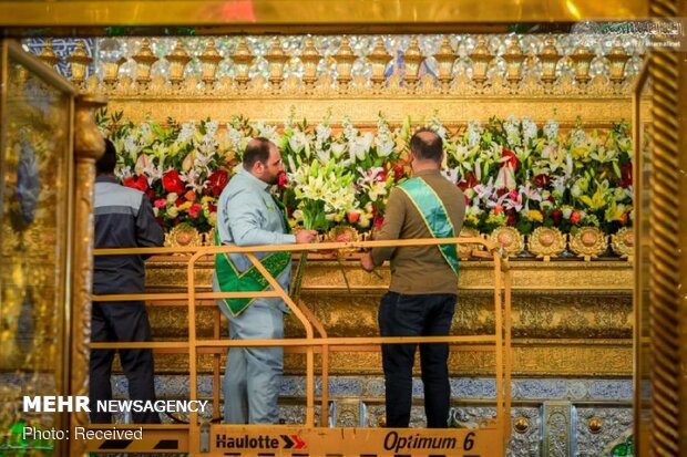 Imam Ali's Shrine decorated with flowers
