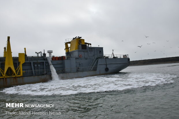 Dredging operation in Astara port
