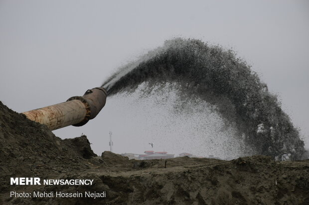 Dredging operation in Astara port
