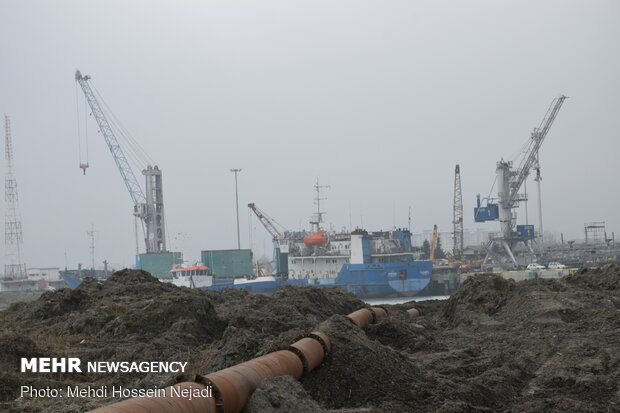 Dredging operation in Astara port
