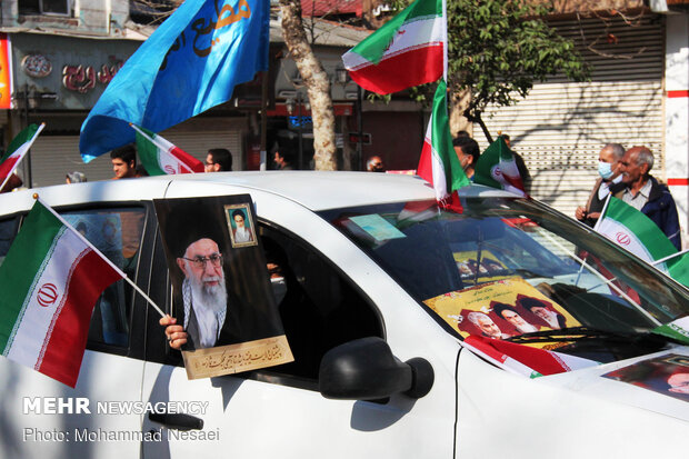 راهپمایی خودرویی ۲۲ بهمن در گرگان