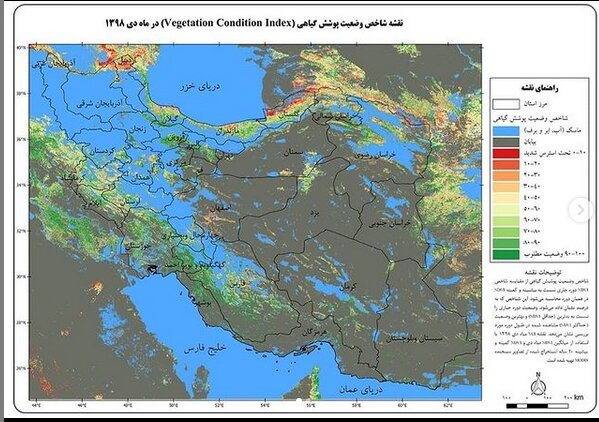 نقشه ماهواره‌ای خشکسالی و تنش آبی کشور/ تنش آبی ۹ استان بیشتر از سال گذشته شد
