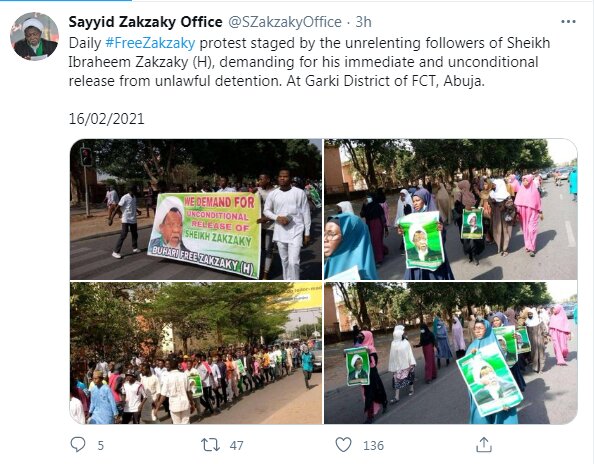 هواداران شیخ زکزاکی در پایتخت نیجریه تظاهرات کردند