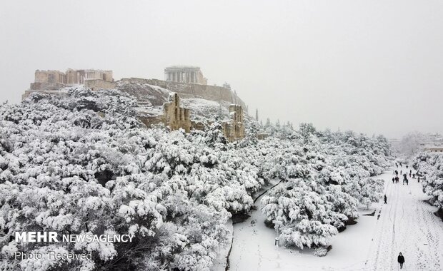بارش برف شدید و کم سابقه در یونان