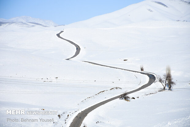 Heavy snow blankets Sarband's nature
