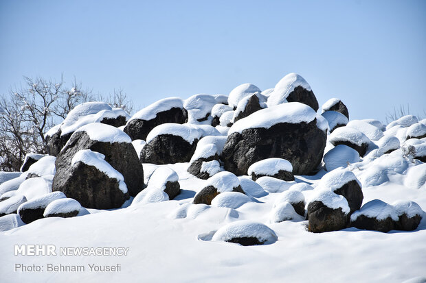 Heavy snow blankets Sarband's nature
