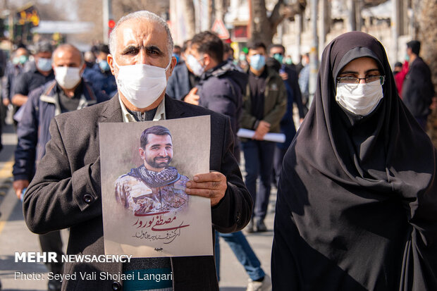 تشیع جنازه شهید مدافع امنیت مصطفی نوروزی ولیکچالی در ساری