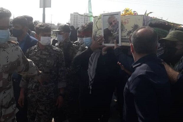 پیکر شهید گمنام دوران دفاع مقدس در برازجان خاکسپاری شد