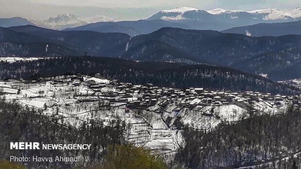 Lajim Forest in N Iran covered with snow
