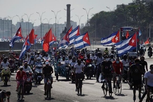 Cubans participate in caravan protest against US blockade