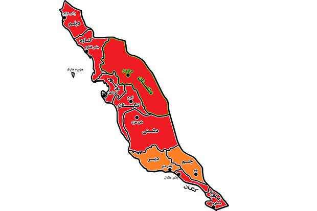 وضعیت کرونایی در ۸۰ درصد شهرستان‌های استان بوشهر قرمز شد