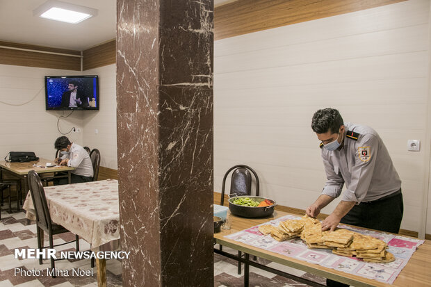 Fire Fighter shaving a different Iftar in fire station