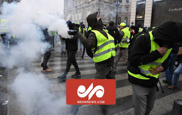 درگیری پلیس فرانسه و جلیقه زردها