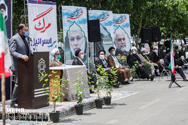 Palestinian flag hoisted in Qom, Hamedan