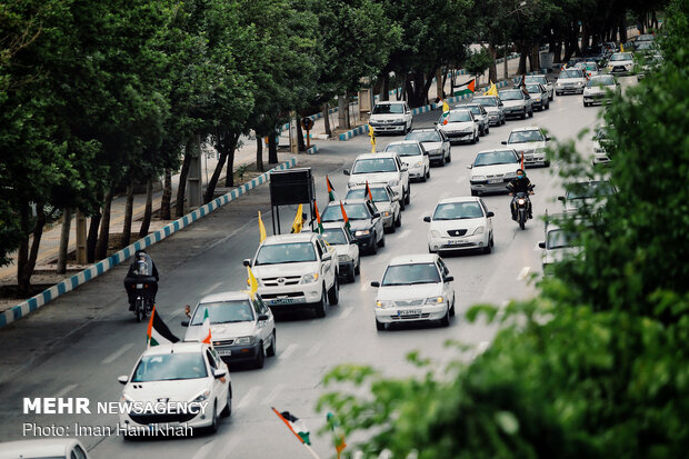 راهپیمایی خودرویی روز قدس در همدان