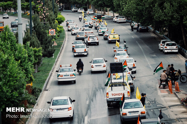 راهپیمایی خودرویی روز قدس در همدان