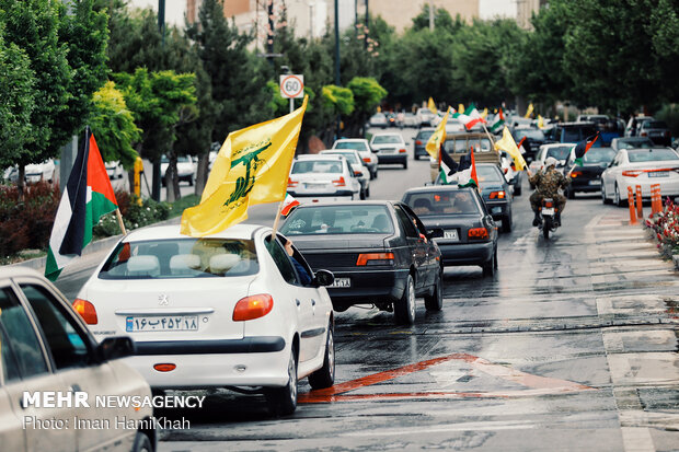 راهپیمایی خودرویی روز قدس در همدان