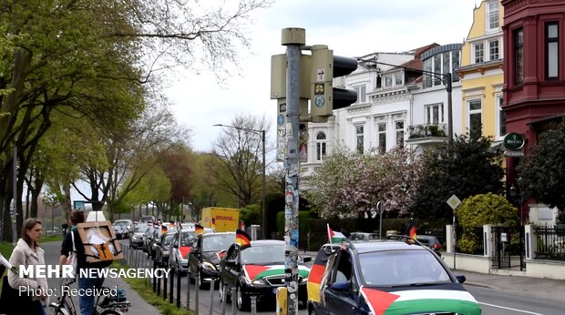 Almanya'da "Kudüs Günü" için araba yürüyüşü