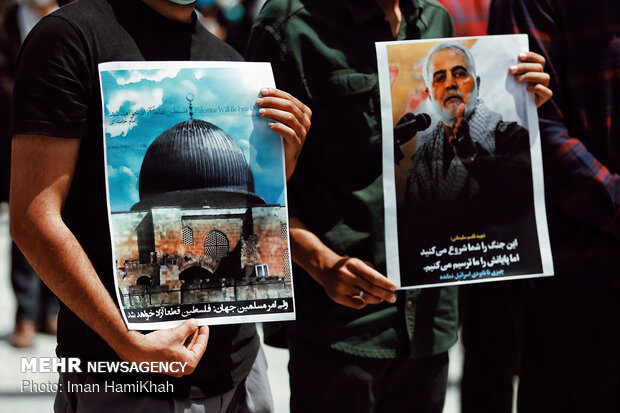 تجمع اعتراضی مردم همدان در حمایت از مردم فلسطین و‌افغانستان