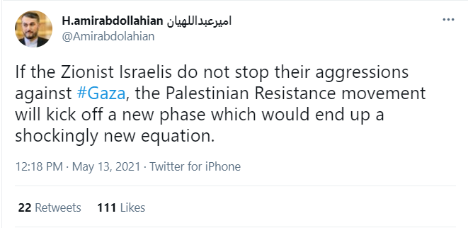 Shockingly equation to be made if Zionists don't stop attacks