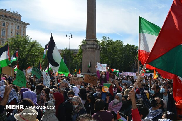 راهپیمایی دفاع از فلسطین در ایتالیا