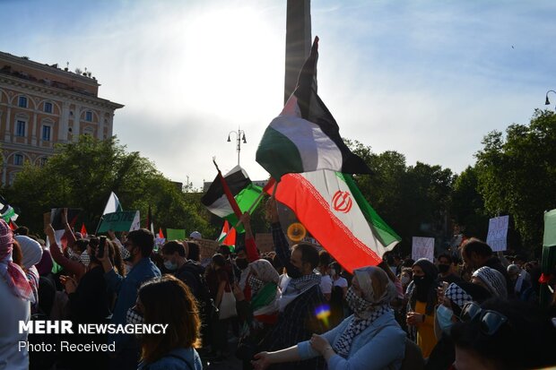 راهپیمایی دفاع از فلسطین در ایتالیا