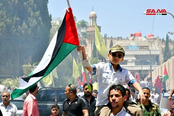 Şam’daki BM ofisi önünde Filistin'e destek gösterisi