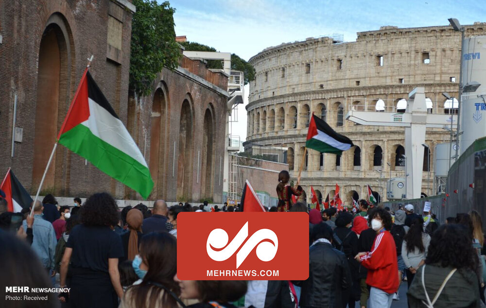 تجمع مردم ایتالیا در حمایت از فلسطین