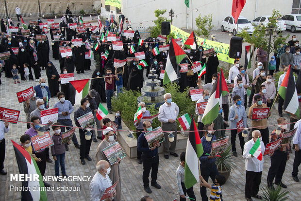 اجتماع مردمی محکومیت جنایات رژیم کودک کش و اشغالگر قدس در شهر سمنان برگزار شد
