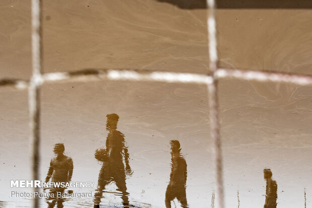 Soccer on paddy field