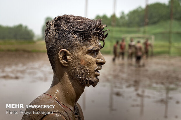 Soccer on paddy field