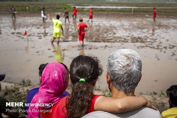 Soccer on paddy field