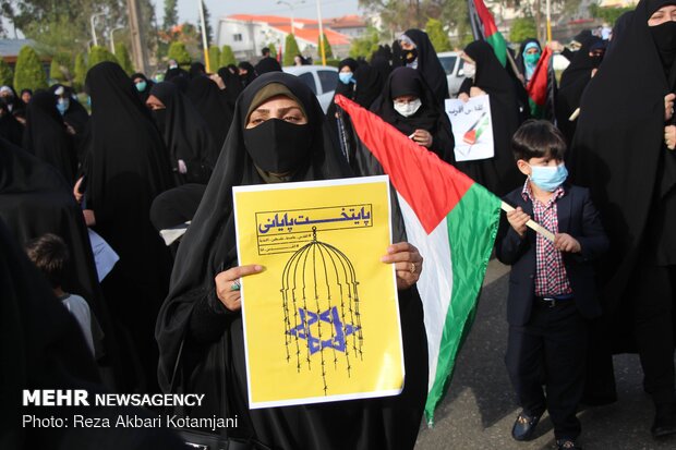 تجمع اعتراضی مردم انزلی در حمایت از مردم فلسطین