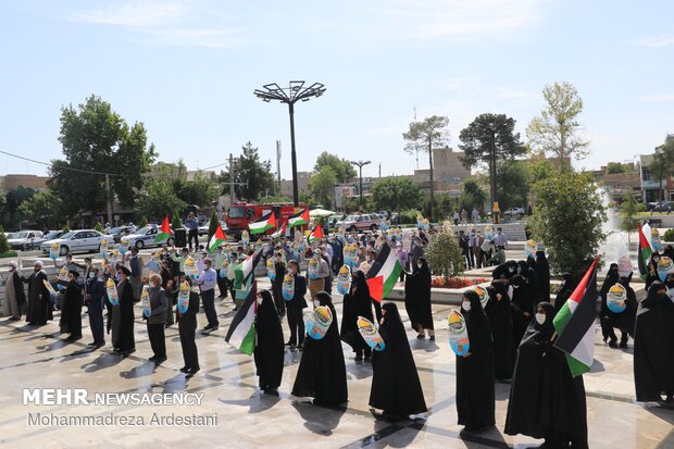 People in Varamin celebrate Palestinians’ victory in Gaza