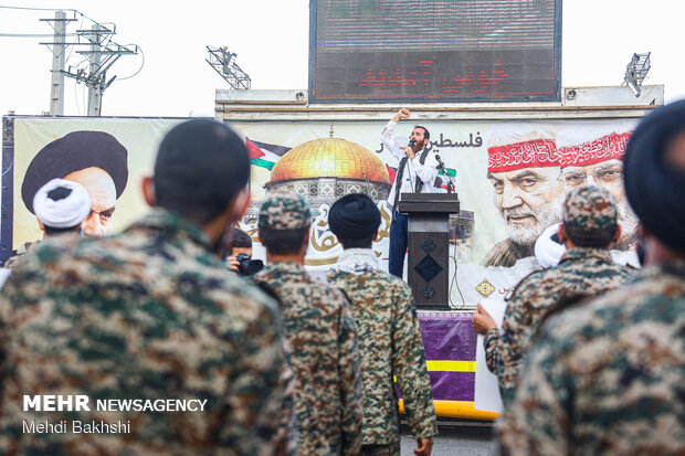 اجتماع قمی ها به شکرانه پیروزی مردم فلسطین برابر رژِم اشغالگر قدس