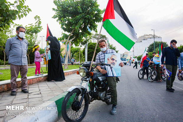 اجتماع قمی ها به شکرانه پیروزی مردم فلسطین برابر رژِم اشغالگر قدس