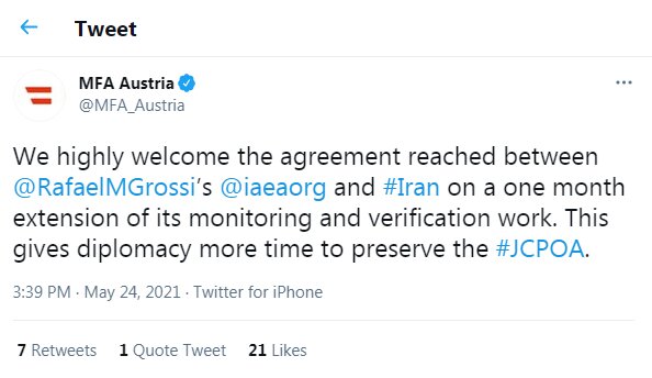 Iran-IAEA agreement chance to preserve JCPOA: Austria