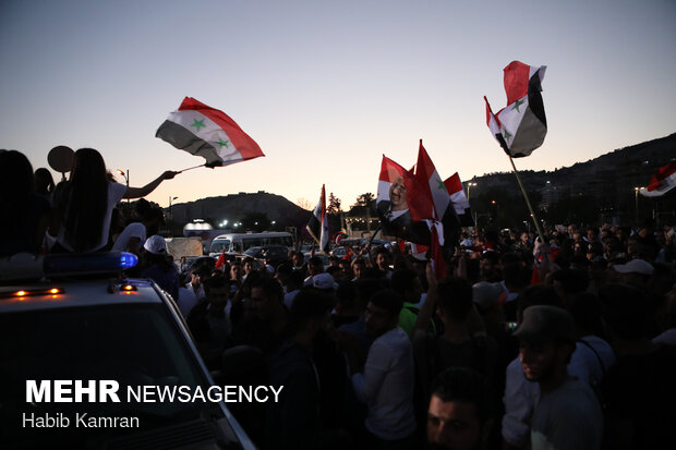 جشن خیابانی مردم سوریه پس از پیروزی اسد در انتخابات ریاست جمهوری