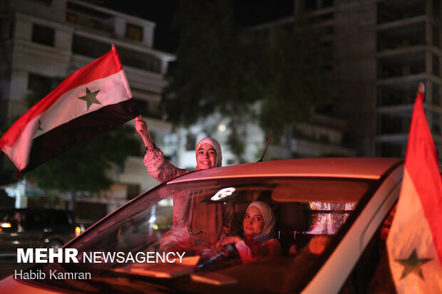 احتفالات السوريين بفوز بشار الاسد