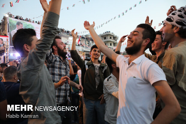 جشن پيروزي بشار اسد در انتخابات رياست جمهوري در شهر قرداحه