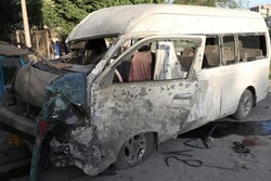 A car explodes in front of Ahl al-Bayt Mosque in Kabul