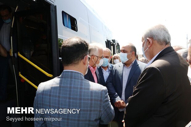 Unveiling ceremony of 1st home-made electronic bus in Mashhad