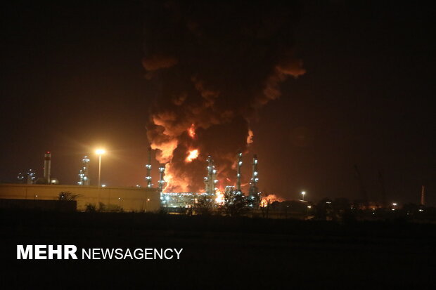 بخشی از یک پالایشگاه نفت در سلیمانیه عراق دچار آتش سوزی شد