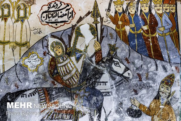 Qajar-era paintings in Babajan Darreh Tomb in Gilan prov.