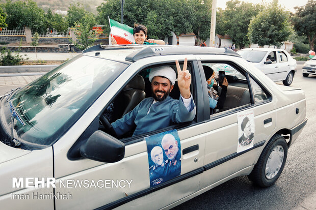 شادی مردم همدان بعد از پیروزی ابراهیم رئیسی در انتخابات