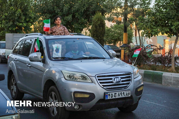 People in Semnan celebrating victory of Raeisi in Election 