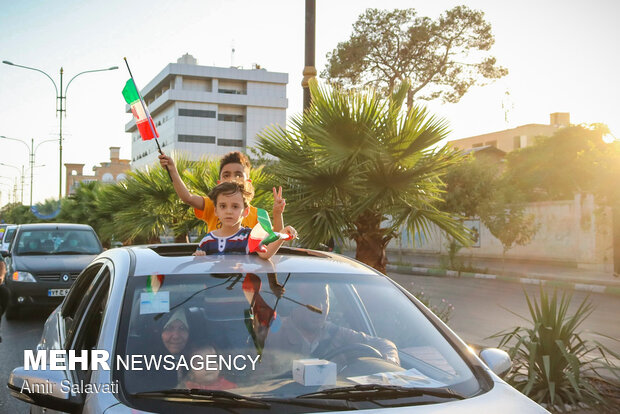 People in Semnan celebrating victory of Raeisi in Election 